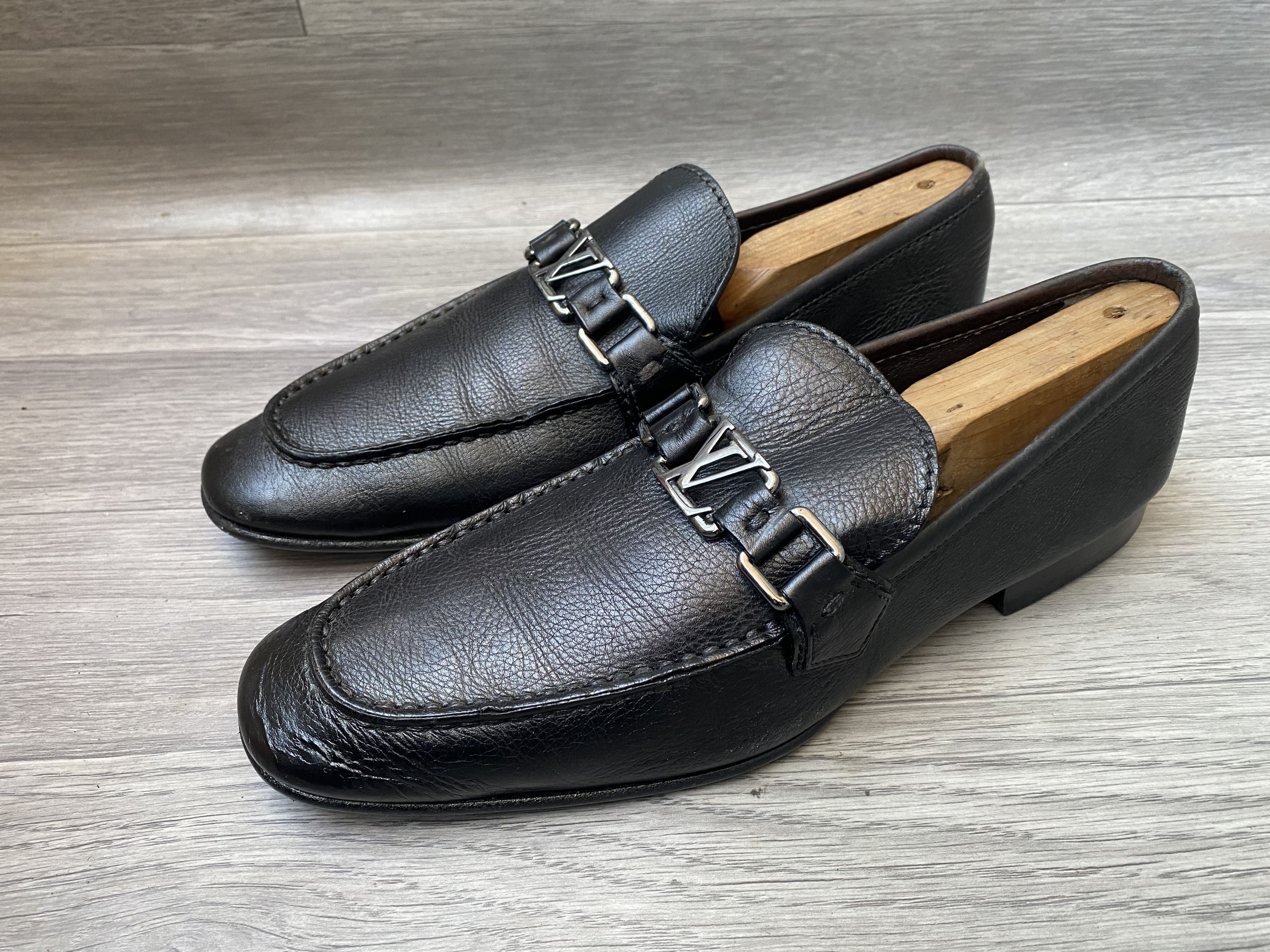 Louis Vuitton Louis vuitton logo black leather penny loafers Size US 8.5 / EU 41-42 - 3 Thumbnail