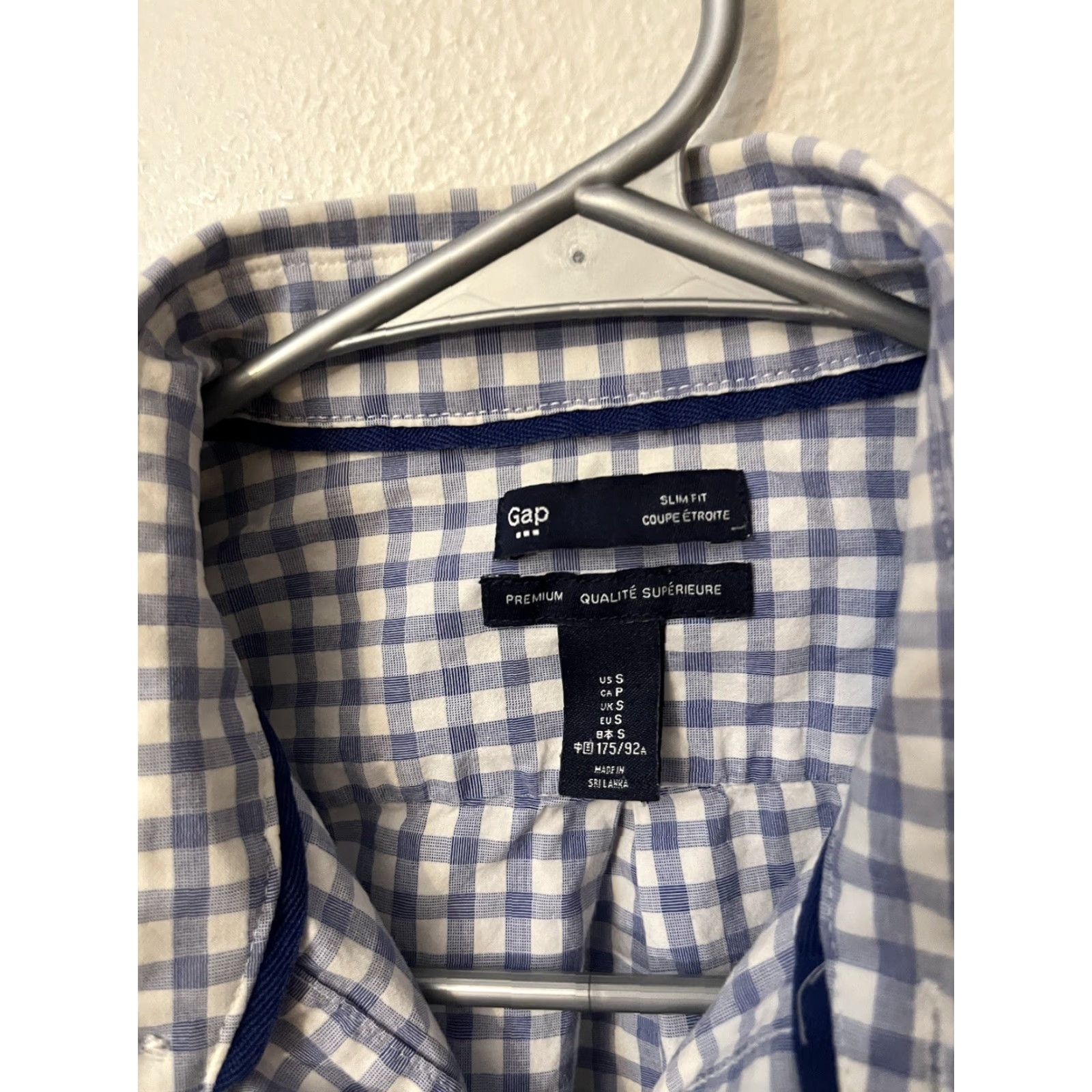 Gap Gap Button-Up Shirt Mens Size Small Blue Gingham Check Slim Fit Long Sleeve Size US S / EU 44-46 / 1 - 3 Thumbnail