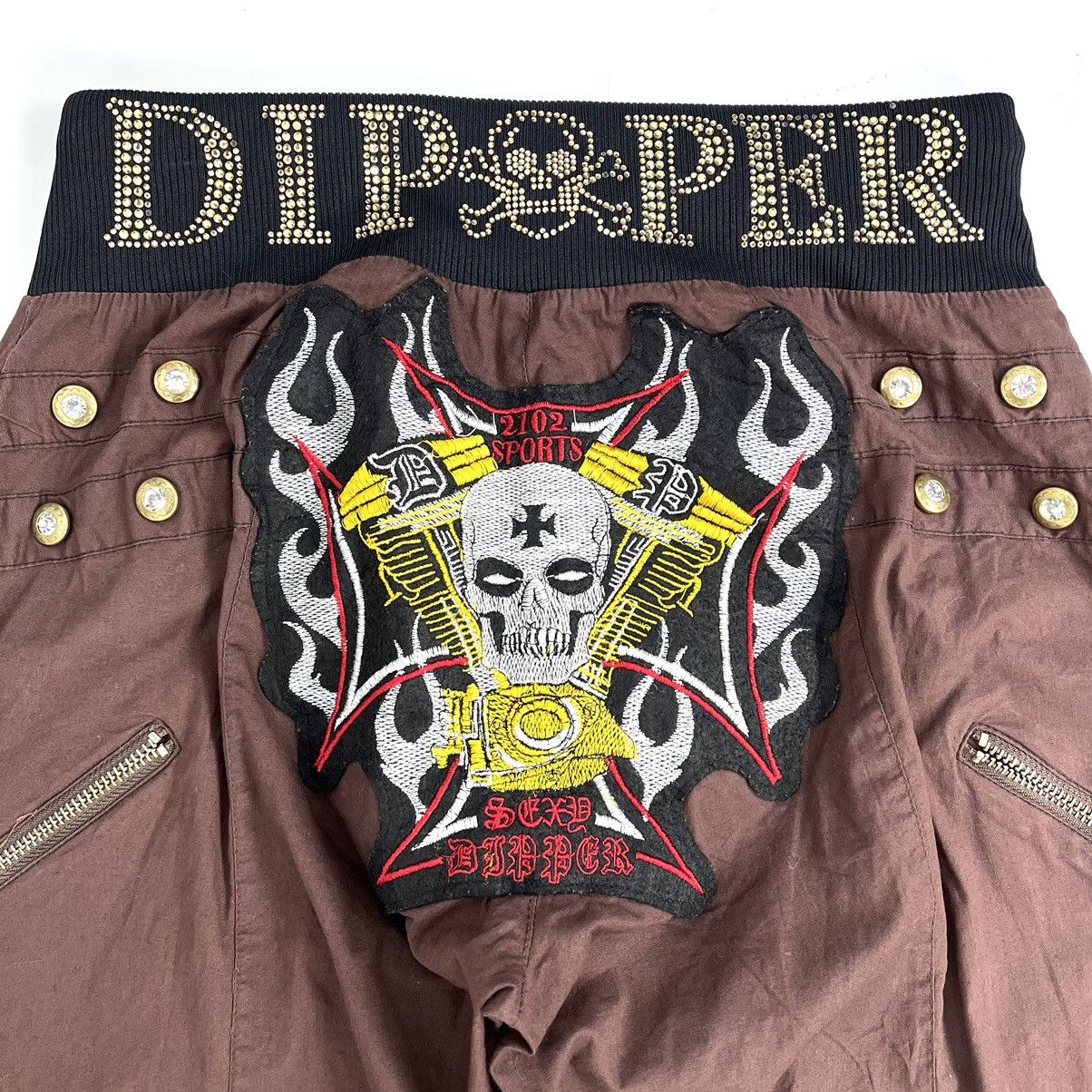 14th Addiction × KMRii × Yasuyuki Ishii Crazy Y2K Dipper Bondage Skulls Studded Multipocket Pants Size US 27 - 4 Thumbnail
