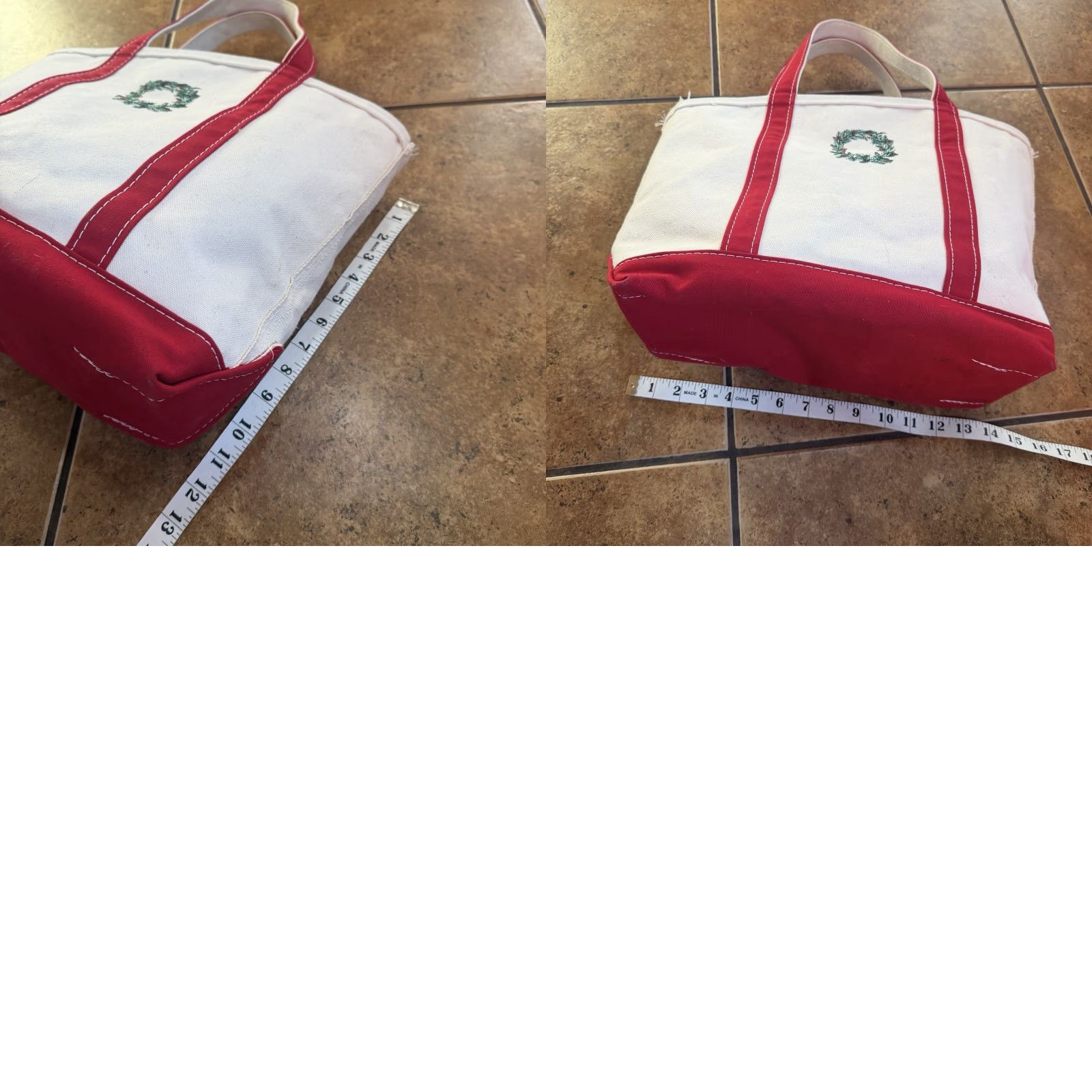 Vintage VINTAGE L.L. BEAN Boat Tote Red Canvas Bag Usa Made Wreath Christmas Tote Large Mens Men’s USA Canvas 16”x12” Size ONE SIZE - 8 Thumbnail