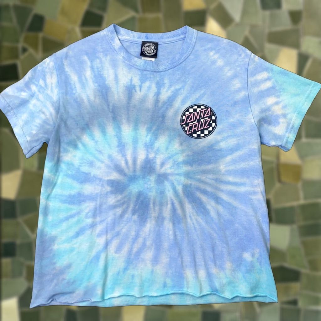 Vintage VINTAGE Santa Cruz Skateboards Shirt Women’s Small Blue Tie-Dye Cropped T-Shirt 90s Ladies Short Sleeve Crop? Size S / US 4 / IT 40 - 1 Thumbnail
