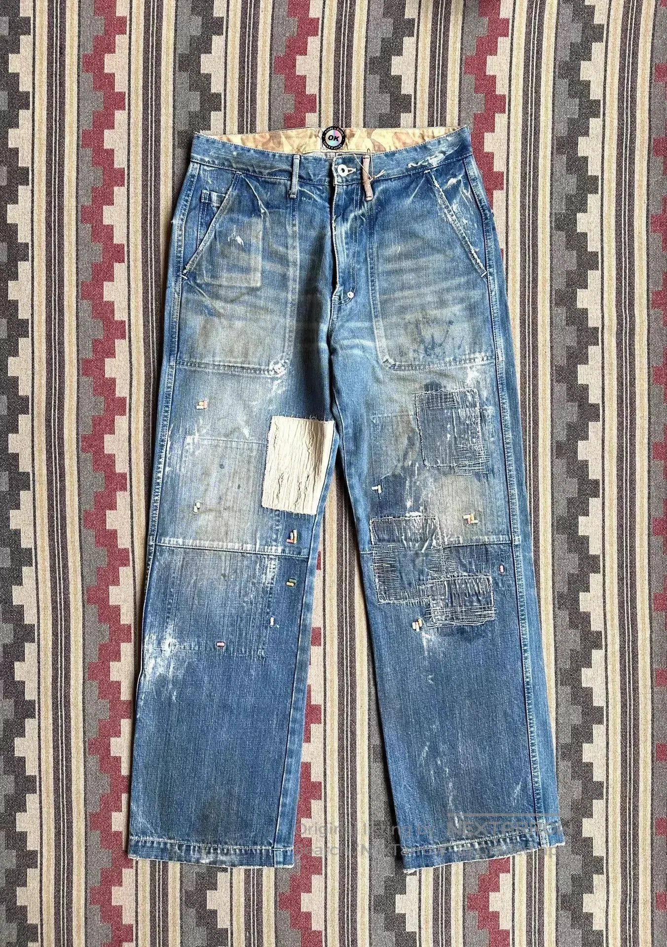 Prps Blue Distressed Denim Jeans with Patch Details. Size US 30 / EU 46 - 1 Thumbnail
