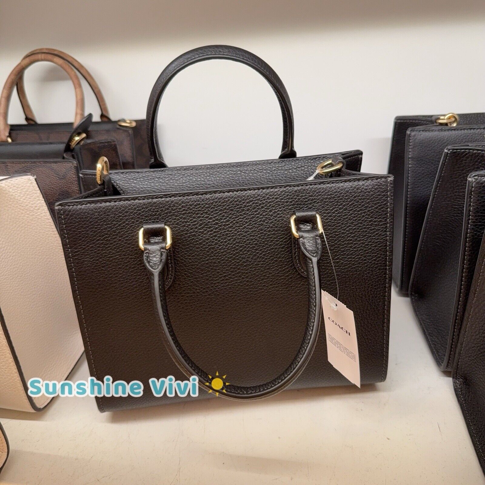 Coach NWT Coach Maggie Small Tote Bag CY668 Pebbled Leather Black Size ONE SIZE - 4 Thumbnail