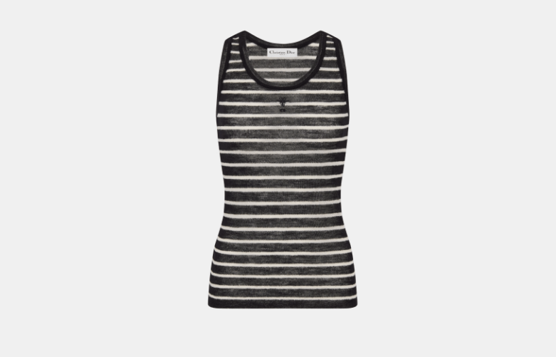 o1w1db10925 444T06 Dior Marinière Tank Top in Black/Ecru
