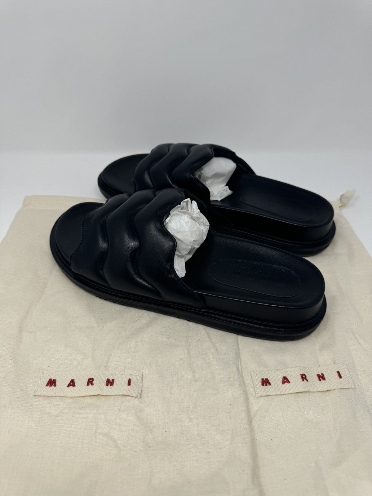 Marni Marni Fussbett Black Leather Padded Sandal Size US 9 / EU 42 - 8 Thumbnail