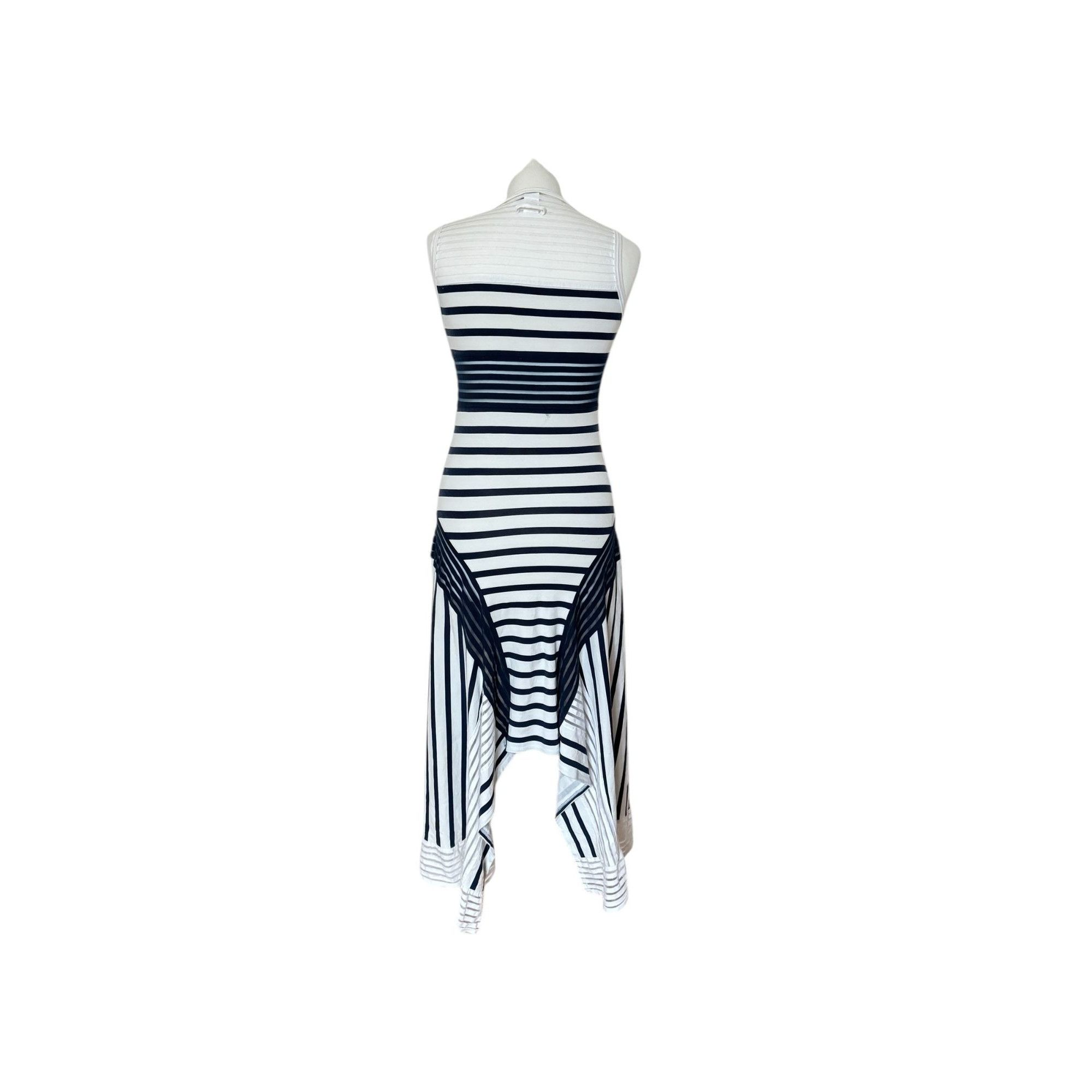 Jean Paul Gaultier Soleil 1990s Vintage White & Navy Striped Dress Size M / US 6-8 / IT 42-44 - 4 Thumbnail