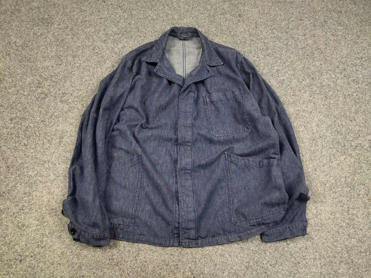 Vintage Vintage 70's Lutteurs Denim French Work Blue Sanfor Jacket Size US L / EU 52-54 / 3 - 3 Thumbnail