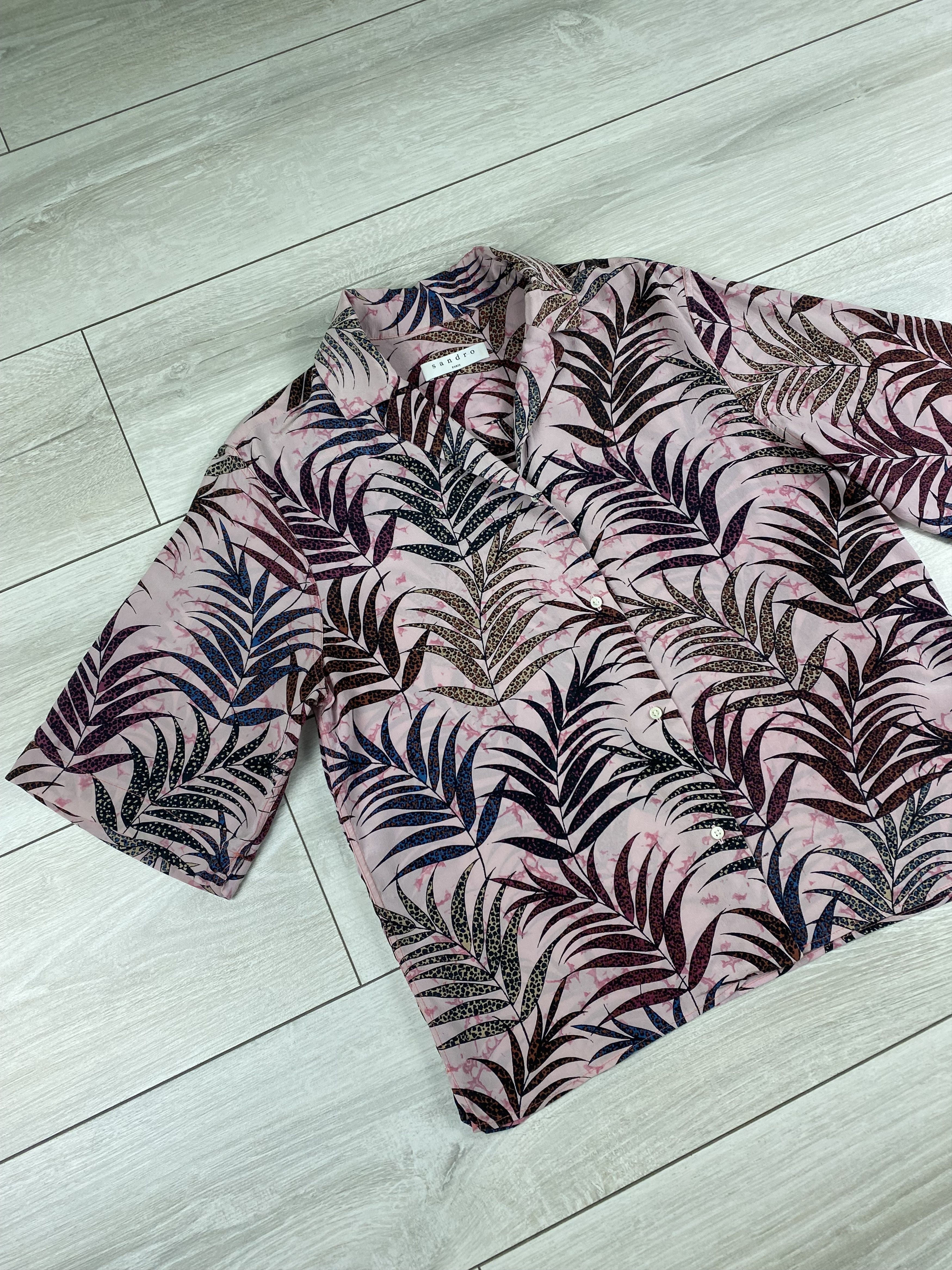 Designer × Sandro Sandro Liliane Botanical-Print Silk Top blouse shirt Size M / US 6-8 / IT 42-44 - 3 Thumbnail