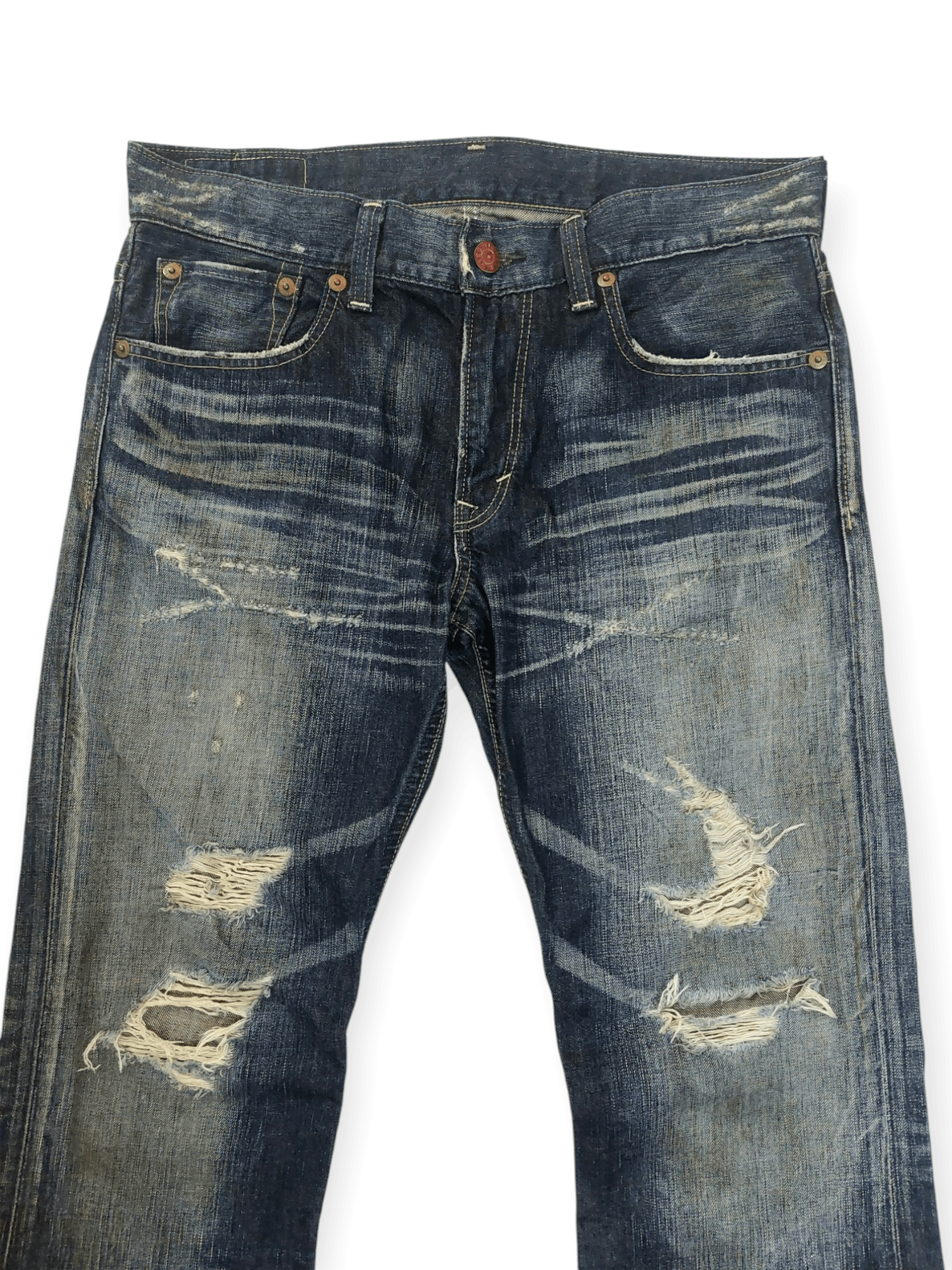 Edwin Edwin Blue Trip 503 Ripped Mudmax Flare Denim Size US 35 - 4 Thumbnail