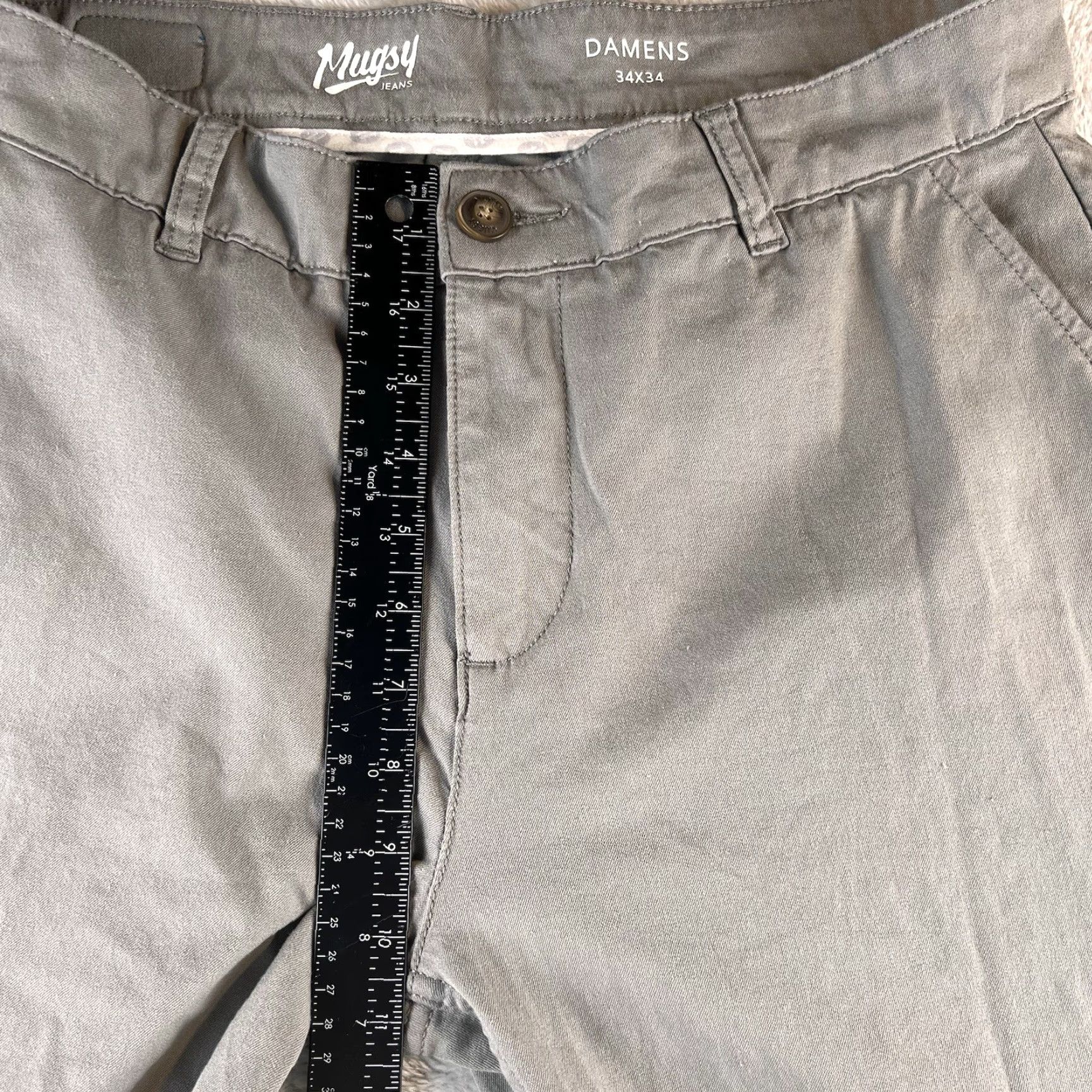 Vintage Mugsy Jeans Damens 34x34 Regular Gray 5-Pocket Denim Stretch City Logo College Size US 34 / EU 50 - 6 Thumbnail
