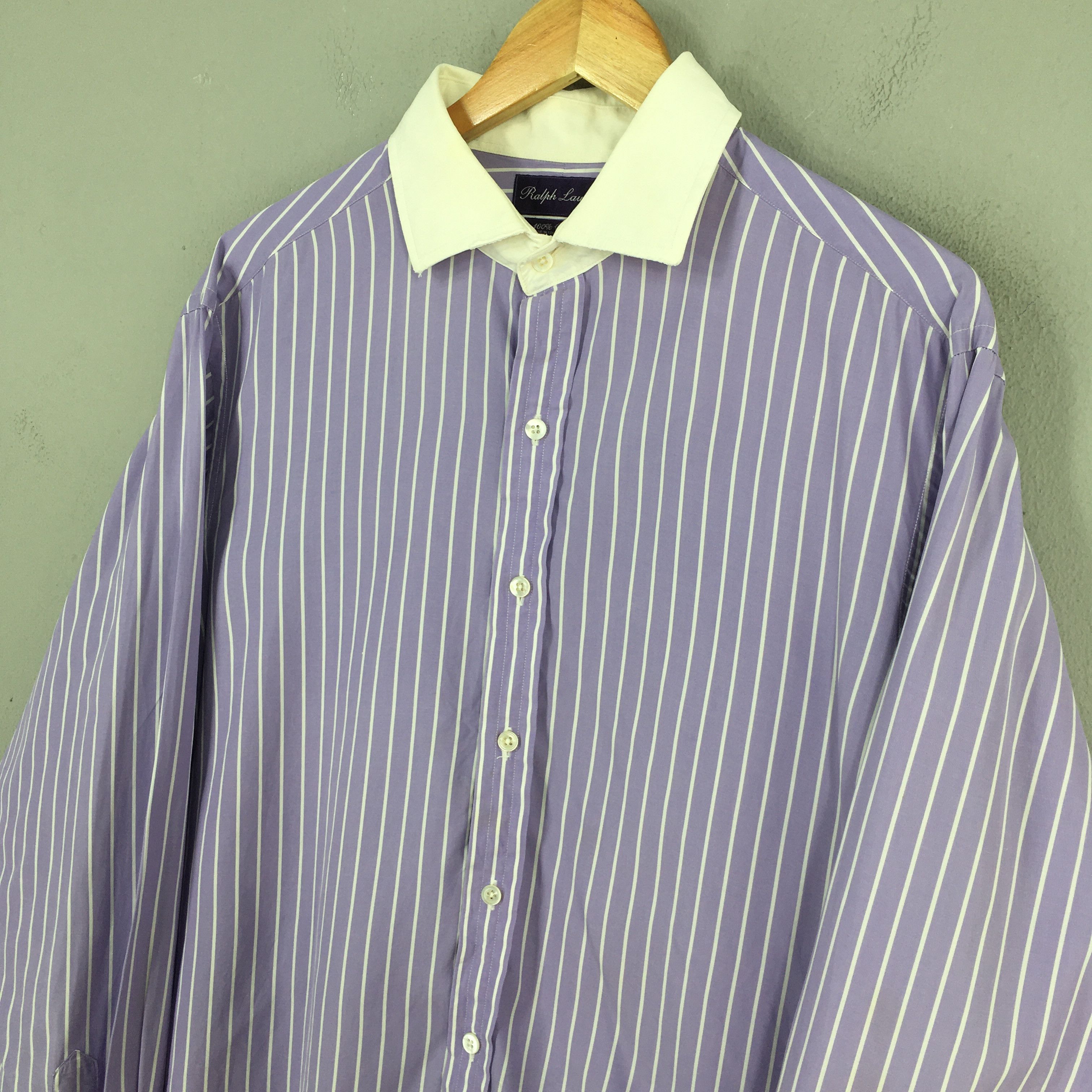 Polo Ralph Lauren Polo Ralph Lauren Purple Label Vertical Striped Shirt Size US XL / EU 56 / 4 - 3 Thumbnail