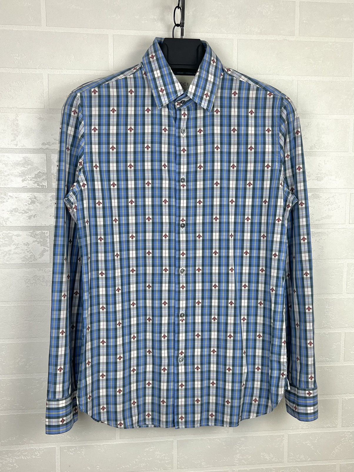 Gucci GUCCI Shirt Button Up Monogram Embroidered Bee Checkered Size US S / EU 44-46 / 1 - 2 Thumbnail