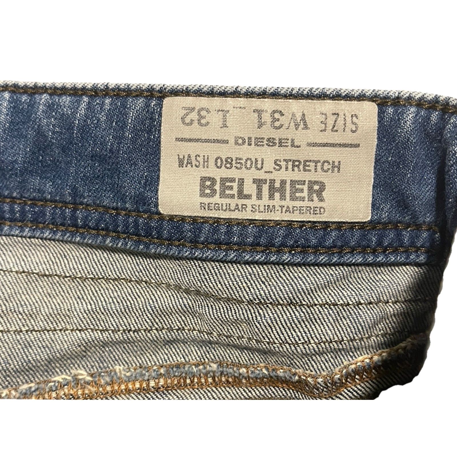 Diesel Diesel BELTHER Jeans Mens Slim Straight Blue 31x32 Denim 100% Cotton Distressed Casual Size US 31 - 3 Thumbnail