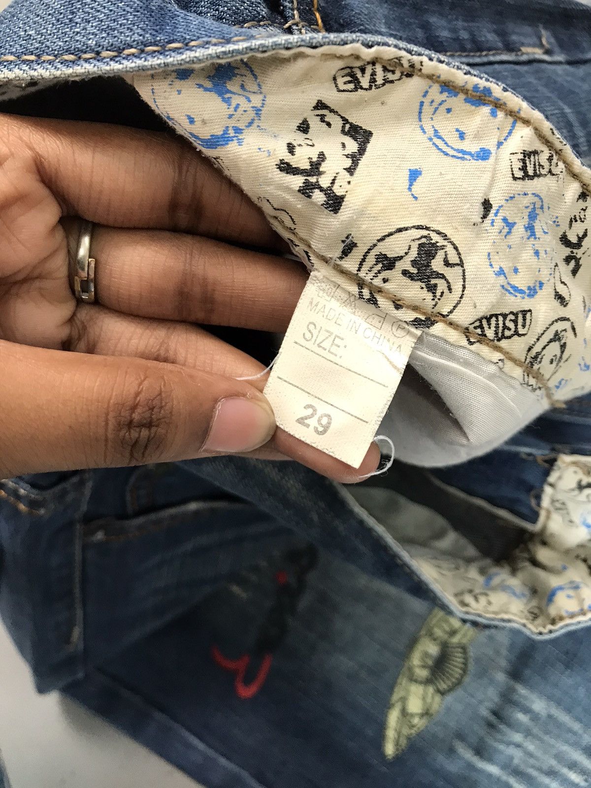 Japanese Brand Vintage Evisu inspired crazy print seagull denim Size US 31 - 9 Thumbnail