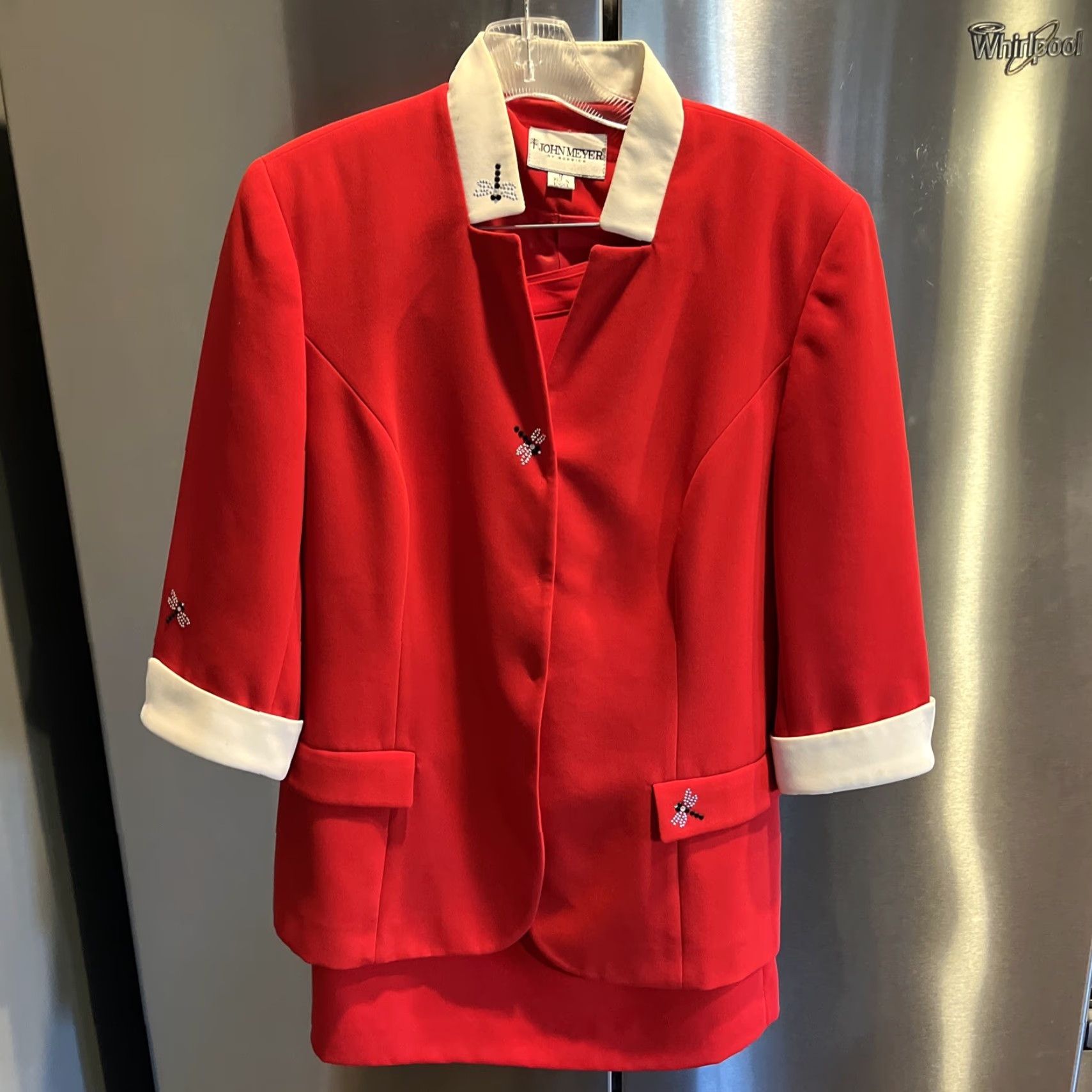Vintage VINTAGE John Meyer of Norwich RED Dragonfly Blazer Skirt SET Business Suit Women’s Sz 12 Size 34" / US 12 / IT 48 - 3 Thumbnail