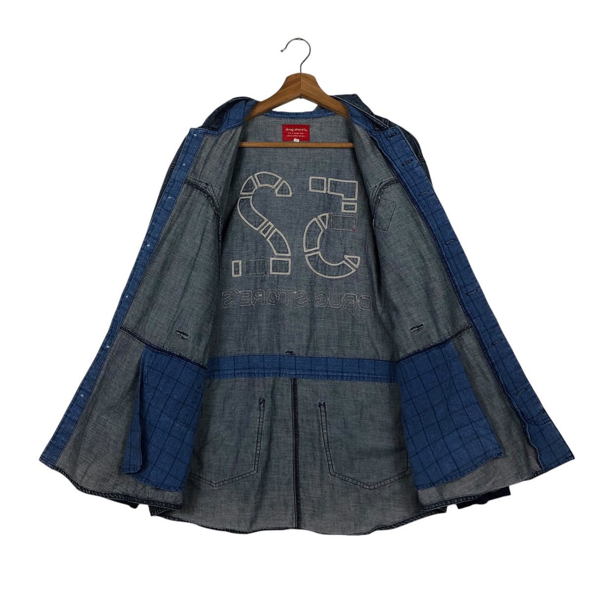 Japanese Brand 📌Vintage Biker Denim Jacket Drug Store's Big Logo Design Size US M / EU 48-50 / 2 - 15 Thumbnail