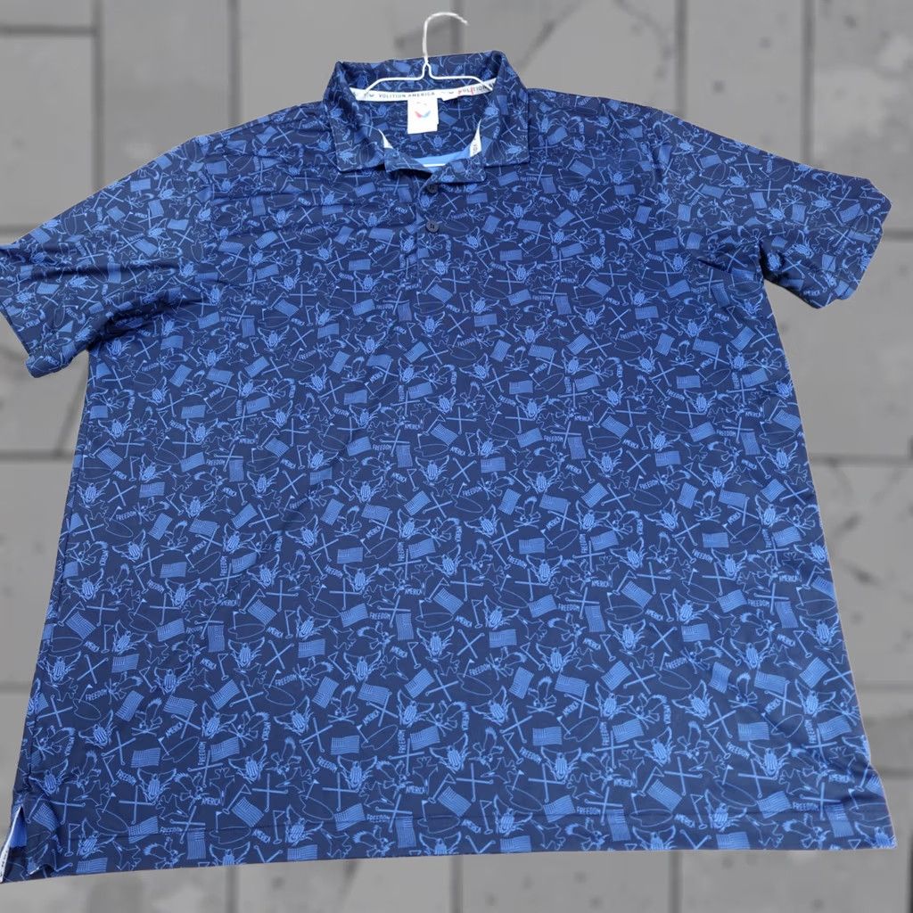 Puma Puma Polo Shirt XL Blue All Over Print Bald Eagle F16 Flag Shirt Men Polo Golf Sleeve Short Collared Button Blue Printed Pattern Size US XL / EU 56 / 4 - 1 Thumbnail