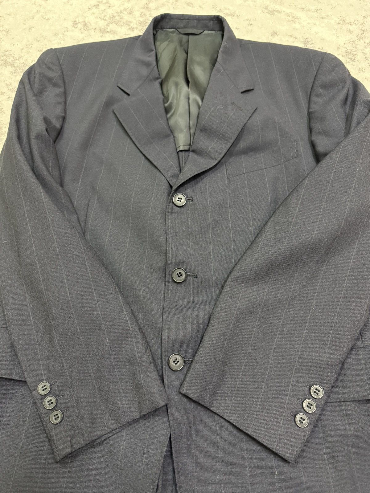 Yohji Yamamoto A.A.R Yohji Yamamoto Durban Dark Blue Stripe Blazzer Size US M / EU 48-50 / 2 - 11 Thumbnail