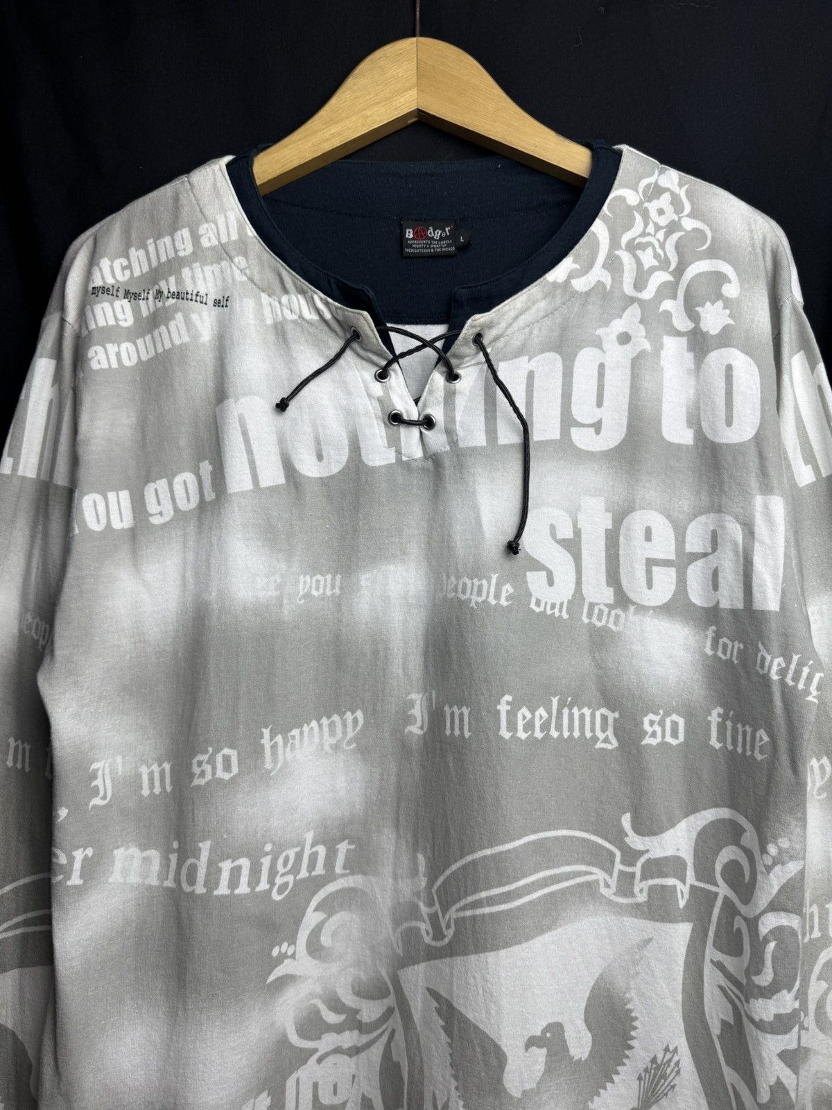 If Six Was Nine × Japanese Brand × Le Grande Bleu (L.G.B.) Japanese Poem Bodgear Long Sleeve 2000s Anarchy Size US L / EU 52-54 / 3 - 4 Thumbnail