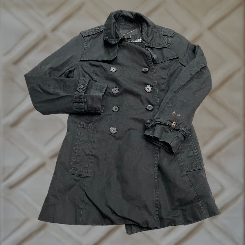 Banana Republic Banana Republic Trench Coat Jacket Womens Small Petite Black Double Breasted Size S / US 4 / IT 40 - 1 Thumbnail
