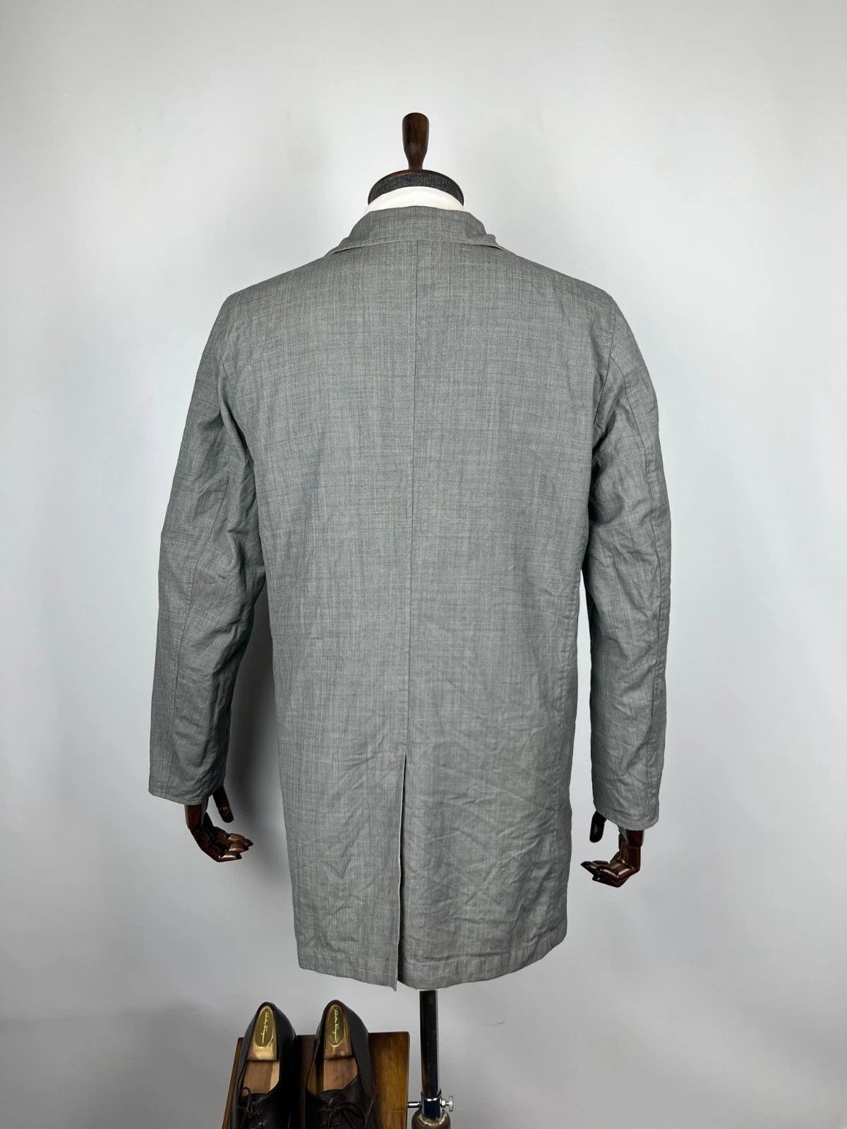 Boggi Boggi Milano Grey Wool Ivory Nylon Overcoat Reversible Coat Size US L / EU 52-54 / 3 - 14 Thumbnail