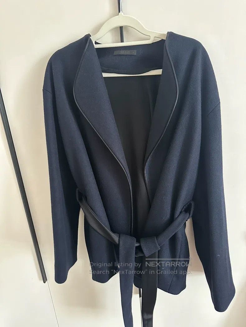 The Row The Row size 6 Wool short dark blue coat Size L / US 10 / IT 46 - 1 Thumbnail
