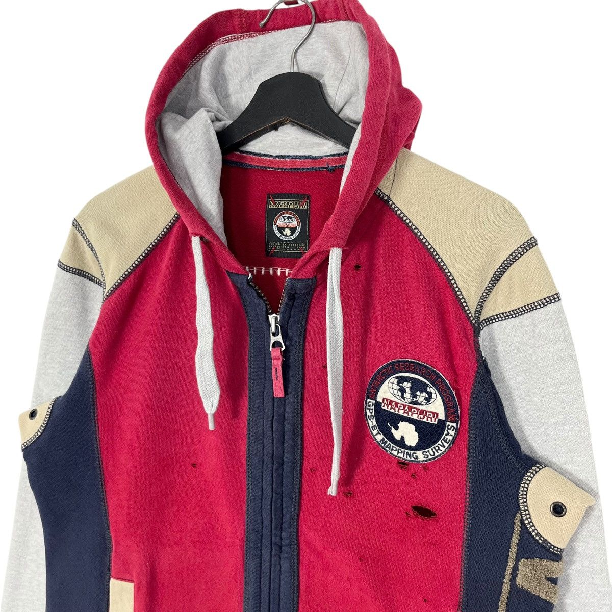 Napapijri Distressed Napapijri Zipper Hoodie Jacket Size US S / EU 44-46 / 1 - 2 Thumbnail