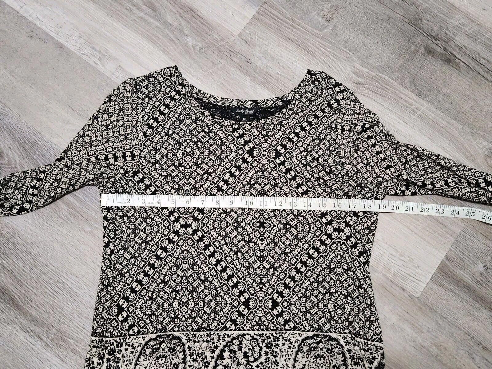 Lucky Brand Lucky Brand Top Medium Black White Paisley Long Sleeve Shirt Size M / US 6-8 / IT 42-44 - 5 Thumbnail