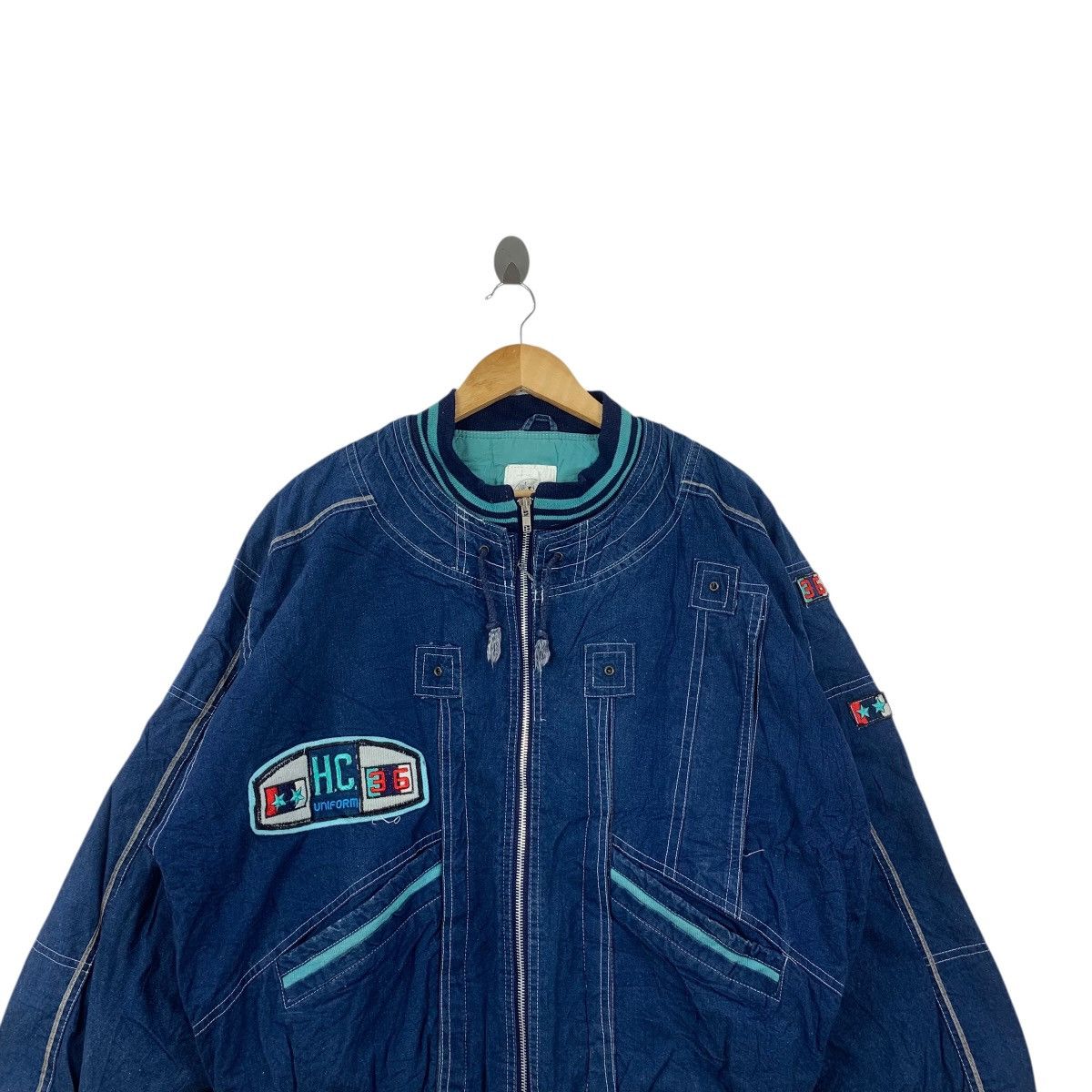 Vintage Vintage HOT CREW INTERNATIONAL Racing Team Denim Jacket Size US M / EU 48-50 / 2 - 2 Thumbnail