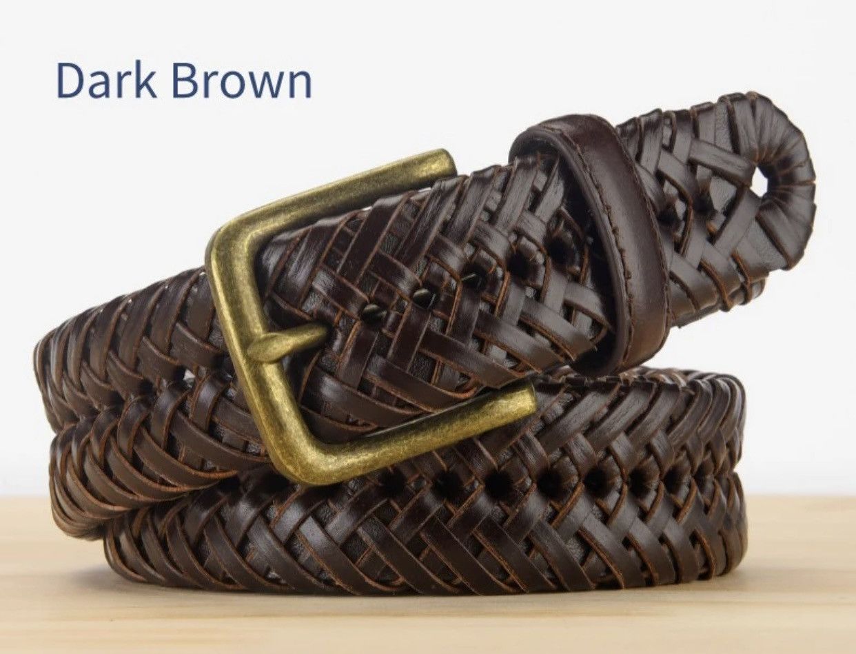 Leather × Vintage Genuine Leather Knitted Strap Vintage Jeans Braided Belts Size ONE SIZE - 1 Thumbnail