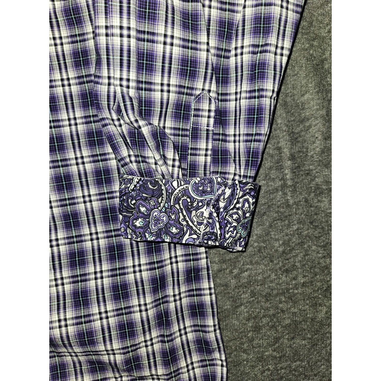 Vintage Cinch Shirt Mens XL Purple Plaid Long Sleeve Button Down Western Rodeo Flip Cuff Size US XL / EU 56 / 4 - 7 Thumbnail