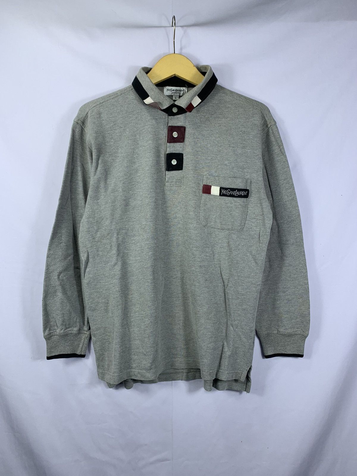 Yves Saint Laurent Vintage Yves Saint Laurent Long Sleeve Polo Shirt Size US L / EU 52-54 / 3 - 1 Thumbnail