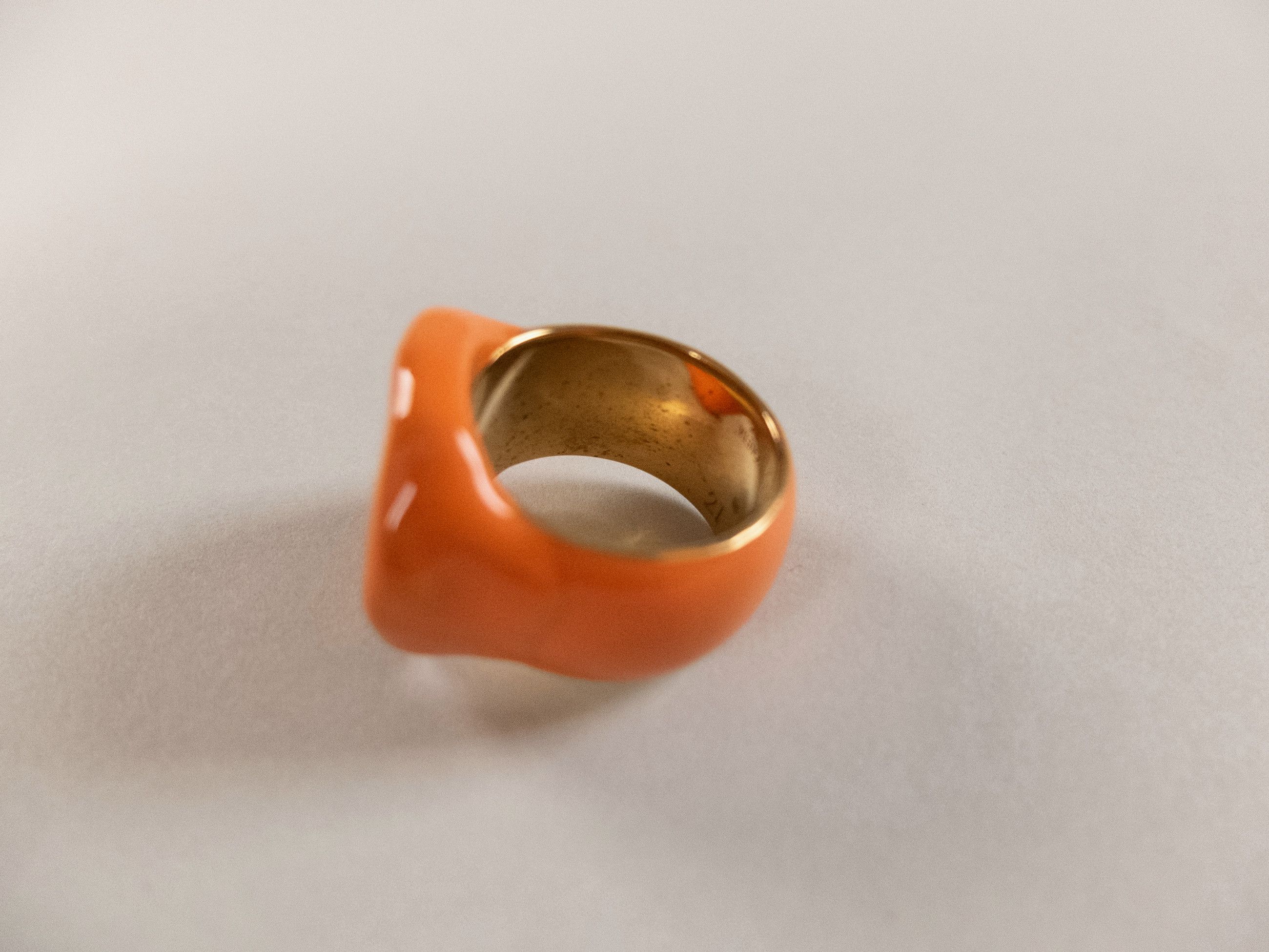 Bottega Veneta BOTTEGA VENETA Seal orange gold plated silver ring 9.5 21 q Size ONE SIZE - 5 Thumbnail