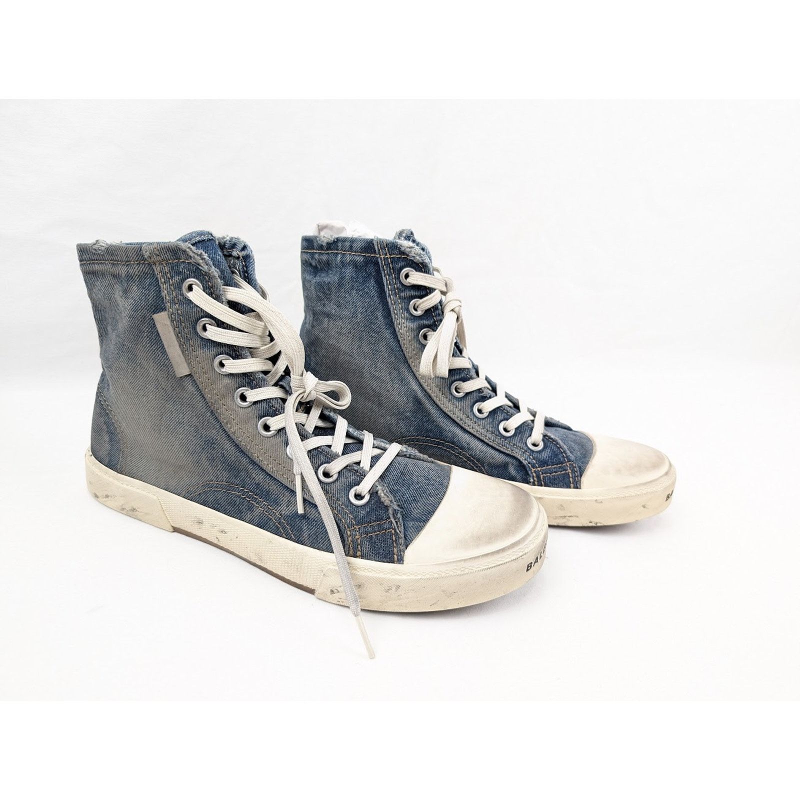 Balenciaga o1rshd1 90'S Paris High-Top Sneakers in Denim Blue Size US 14 / EU 47 - 11 Thumbnail