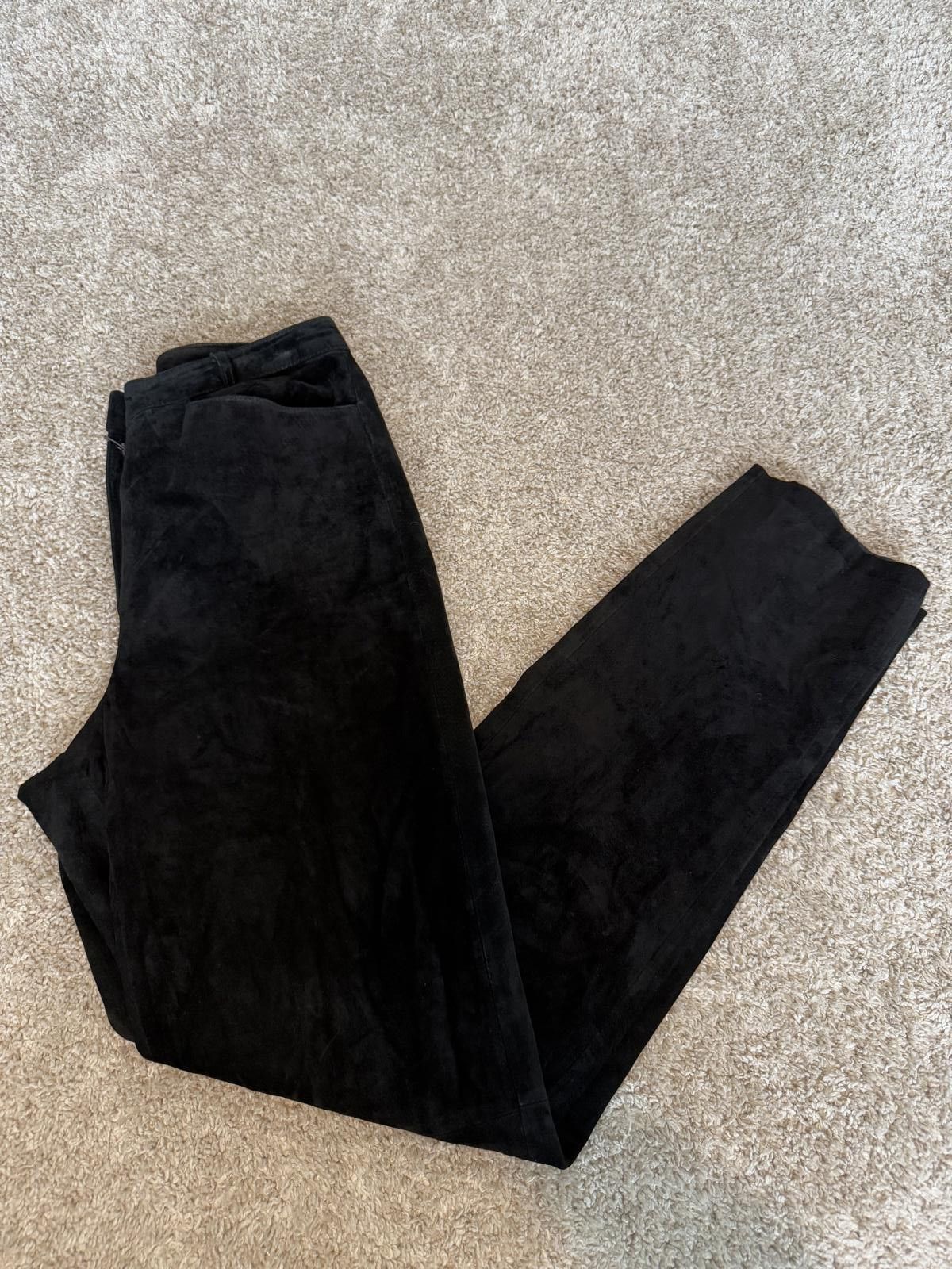 Designer Vintage 90s black high waisted suede pants. Size 27" / US 4 / IT 40 - 7 Thumbnail