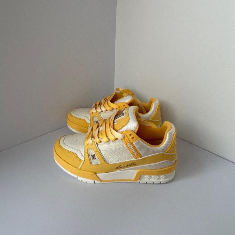 Louis Vuitton Louis Vuitton Yellow and White Low-Top Trainers -2505 Size US 5 / IT 35 - 1 Thumbnail