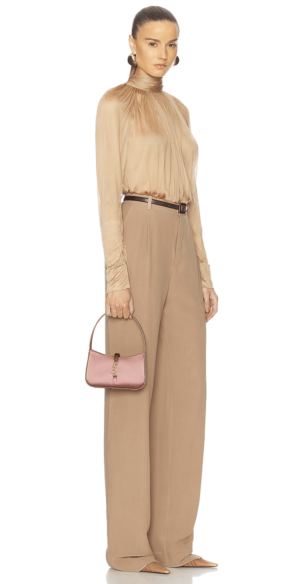 Saint Laurent Paris Mini Le 5 A 7 Hobo Dragee Satin Gold YSL Logo Top Handle Bag Size ONE SIZE - 3 Thumbnail