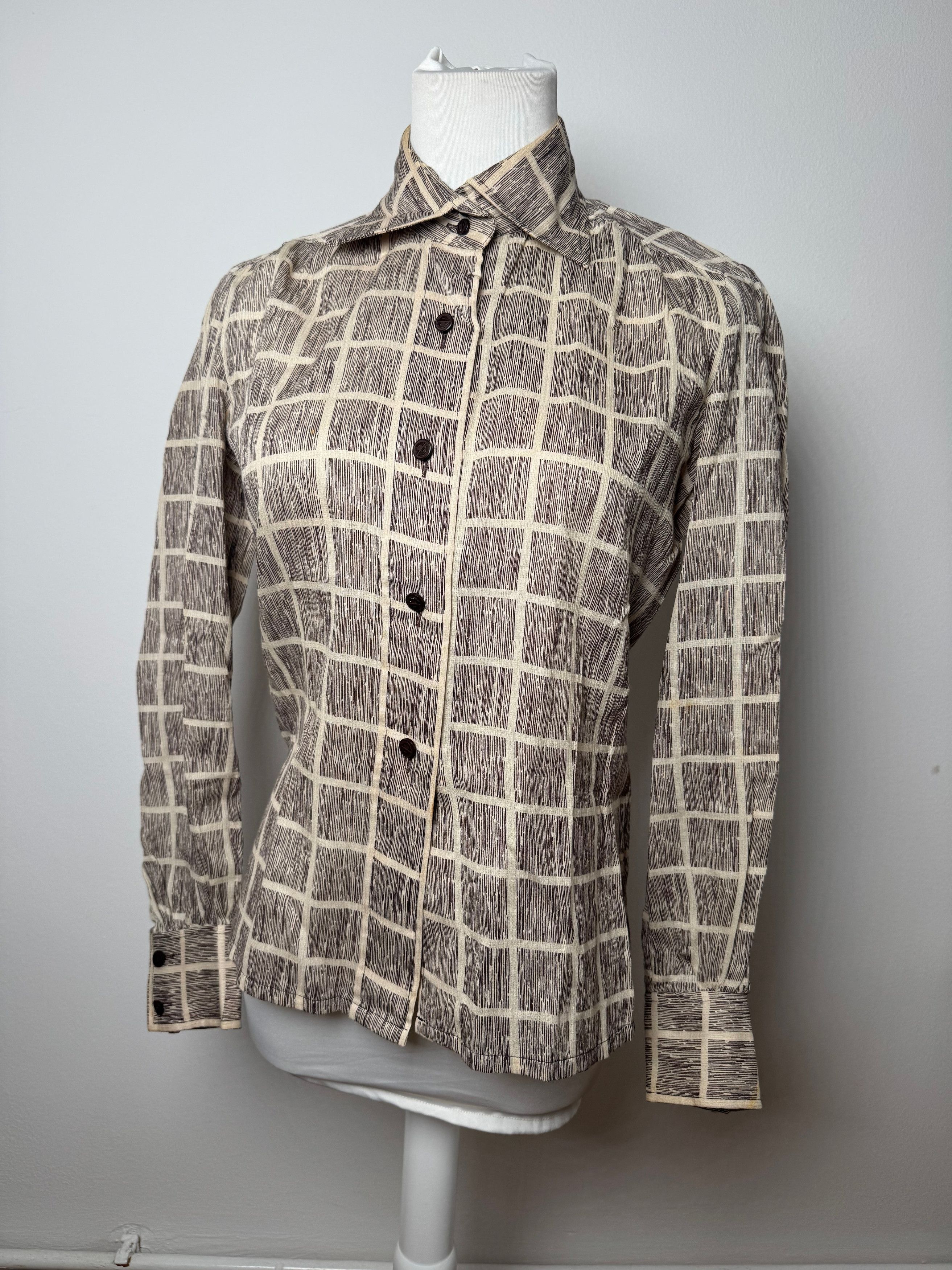 Vintage Checked Shirt Black White M