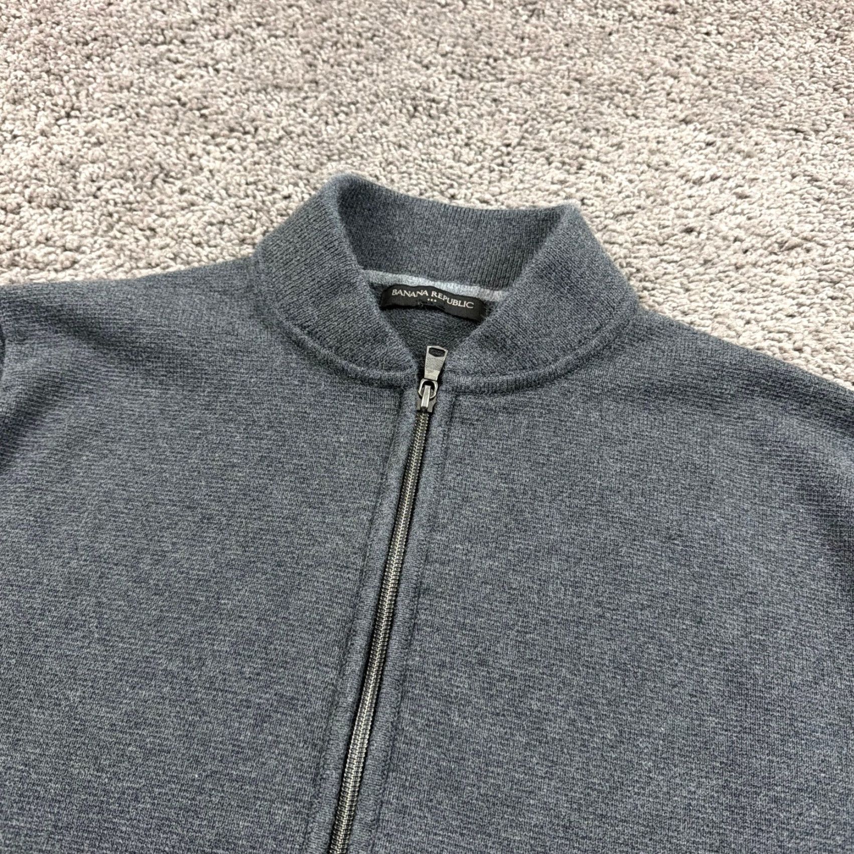 Banana Republic Banana Republic Sweater Mens L Gray Knit Full Zip Cotton Long Sleeve Varsity Size US L / EU 52-54 / 3 - 2 Thumbnail