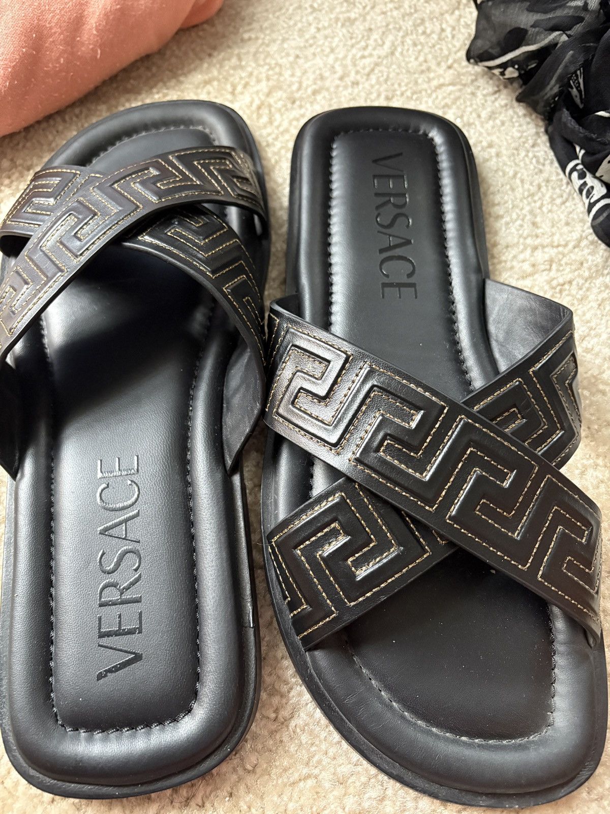 Versace Versace Men Greca Leather slides Size US 12 / EU 45 - 2 Thumbnail