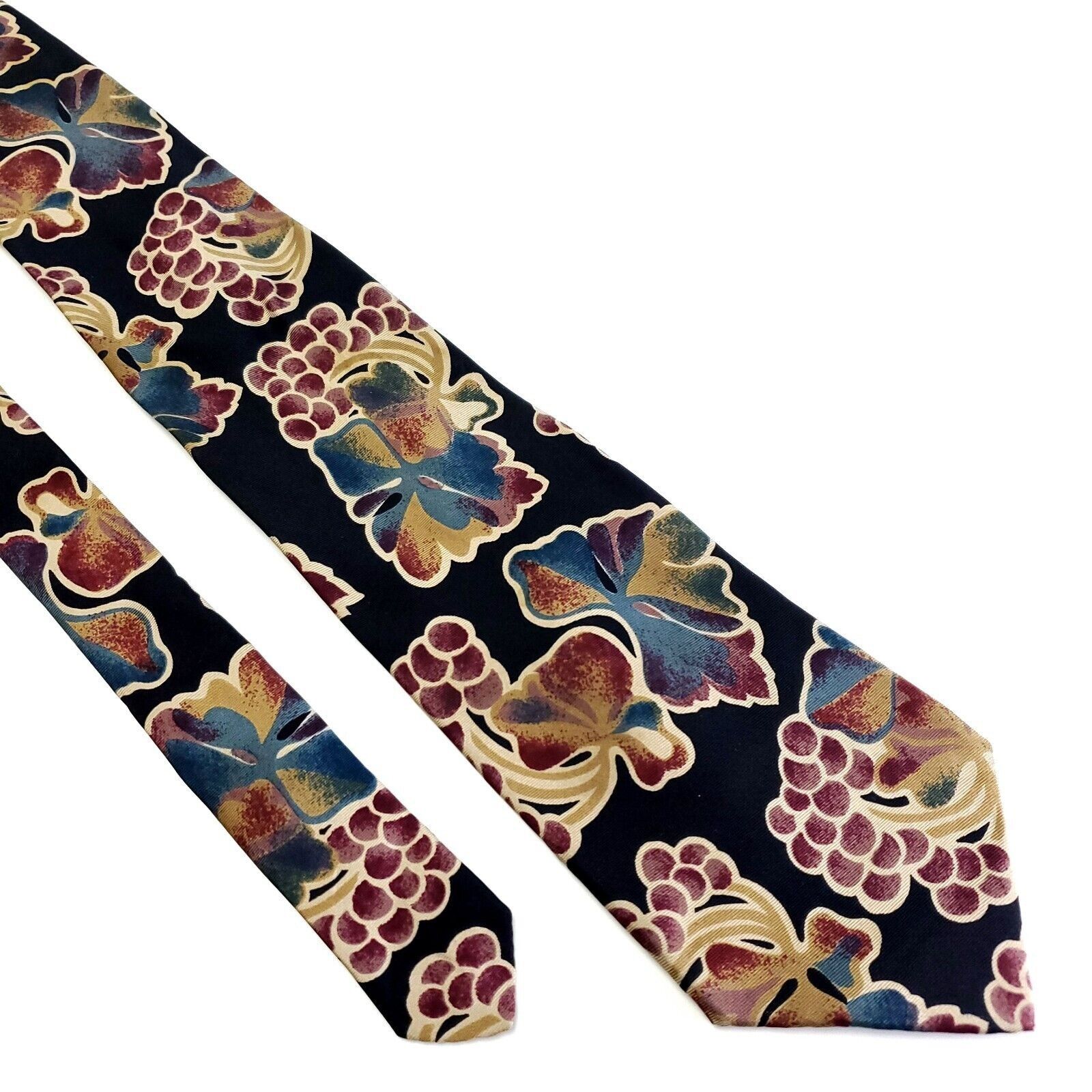Designer Unbranded Silk Tie Print Black Floral Long Size ONE SIZE - 1 Thumbnail