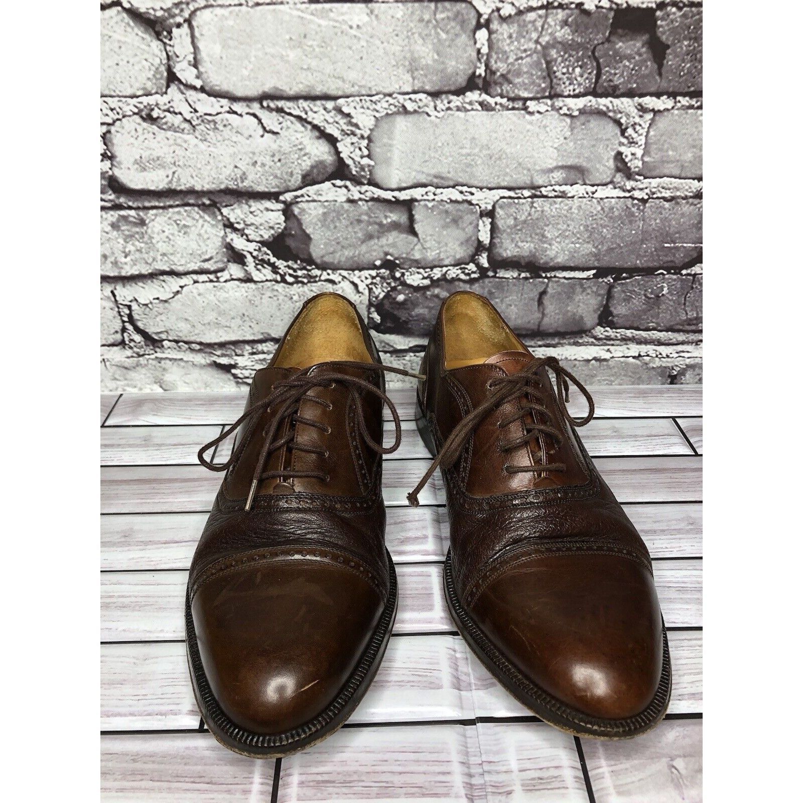 Mezlan Mezlan Florence Coffee Brown Leather Pebbled CapToe Oxford S Size US 7 / EU 40 - 4 Thumbnail