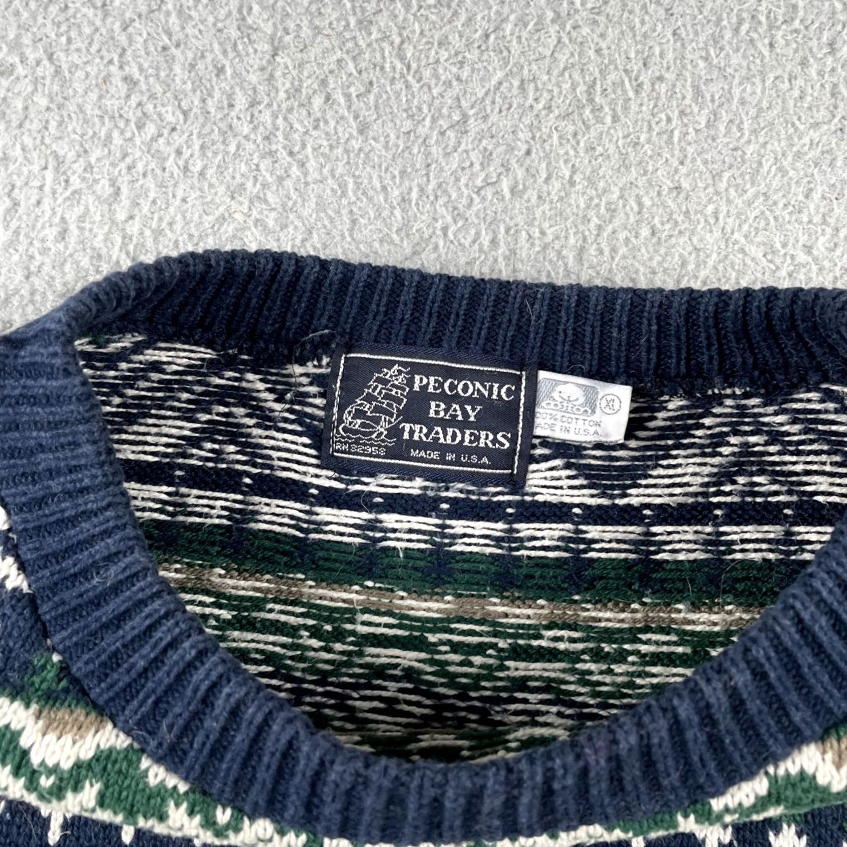 Vintage VINTAGE Peconic Bay Traders Men’s XL Cotton Knit Sweater Made In USA 90s EUC Size US XL / EU 56 / 4 - 4 Thumbnail