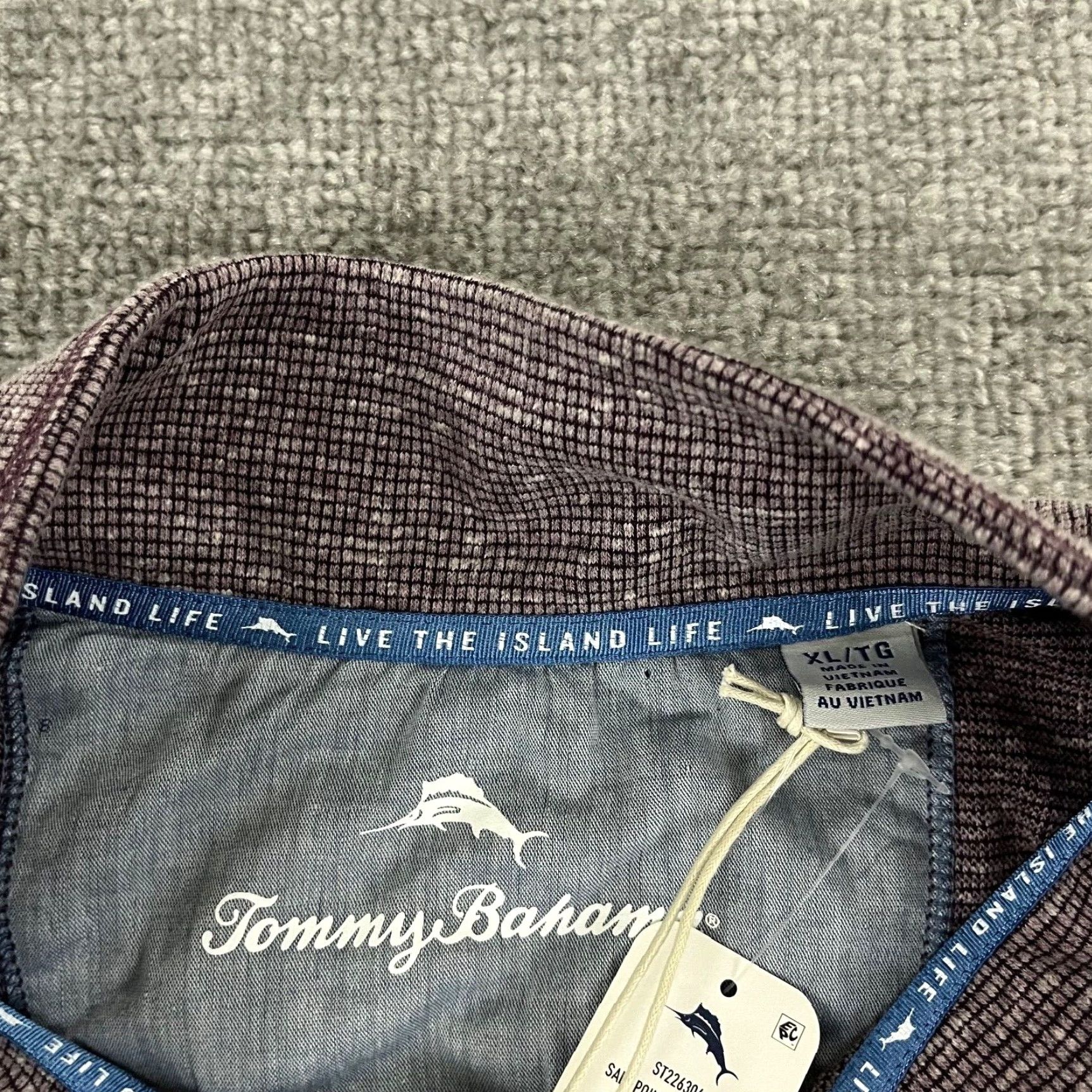 Tommy Bahama TOMMY BAHAMA Pullover Men Extra Large Salt Point Snap Mock Sweater Rum Berry NEW Size US XL / EU 56 / 4 - 7 Thumbnail