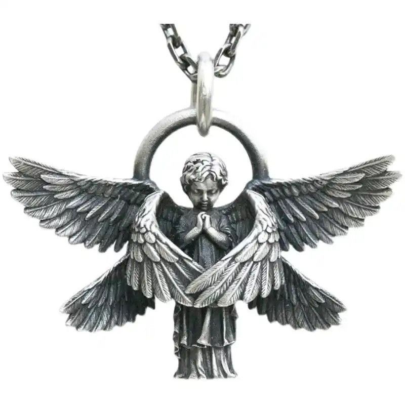 Jewelry × Vintage Seraph Prayer Pendant Long Chain Necklace Size ONE SIZE - 1 Thumbnail