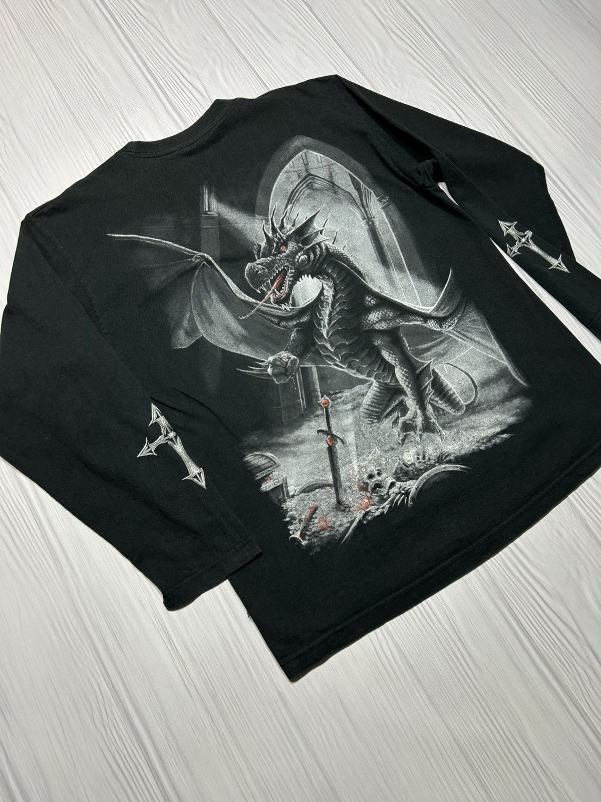 Vintage Vintage Spiral Dragon Sword Gothic 666 Longsleeve Size XL Size US XL / EU 56 / 4 - 3 Thumbnail
