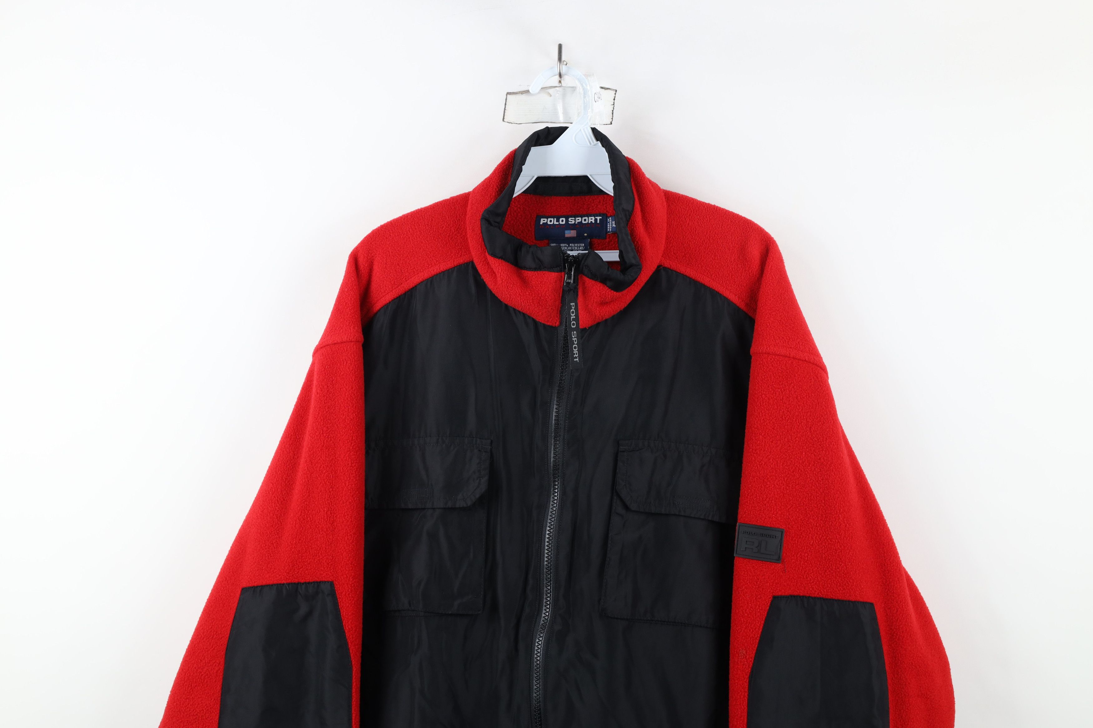Ralph Lauren × Vintage Vintage 90s Polo Sport Ralph Lauren Logo Fleece Jacket Red Size US XL / EU 56 / 4 - 2 Thumbnail