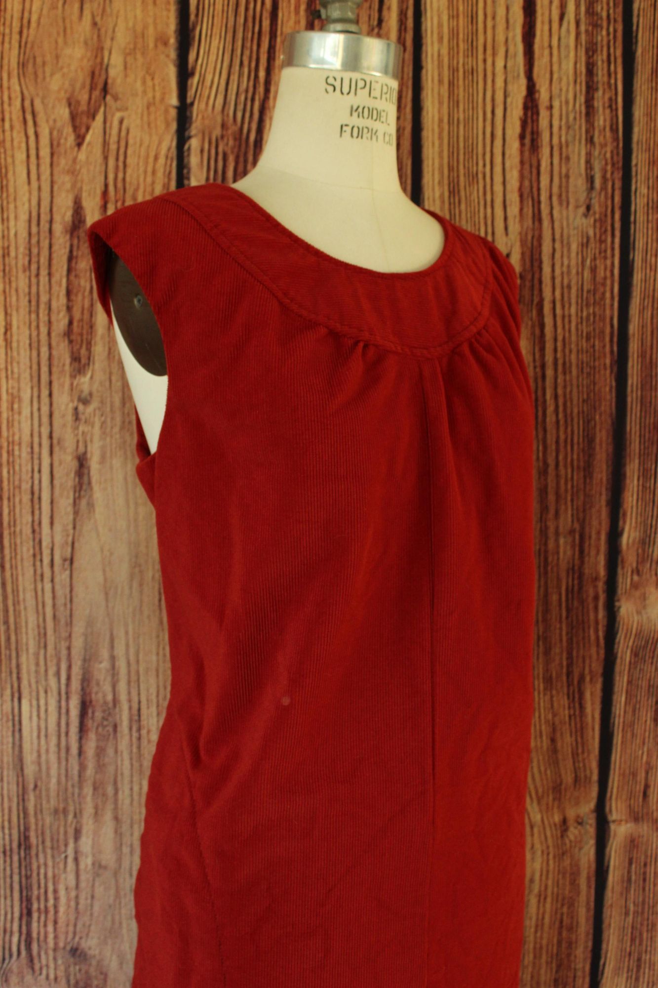 Vintage Vintage 1980s Dress With Pockets, Red Corduroy Shaker Sport Size M / US 6-8 / IT 42-44 - 4 Thumbnail