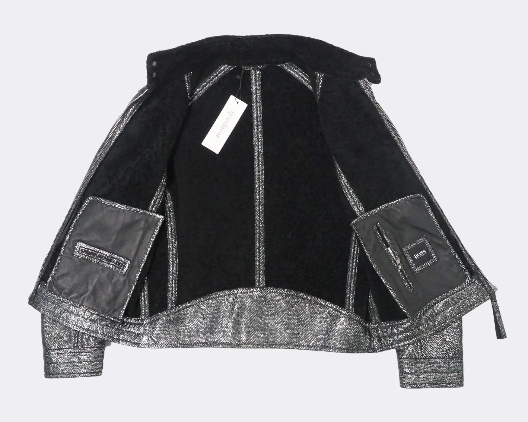 Hugo Boss Hugo Boss 'Codes' Shearling Silver Leather Jacket $2125 Size US S / EU 44-46 / 1 - 10 Thumbnail