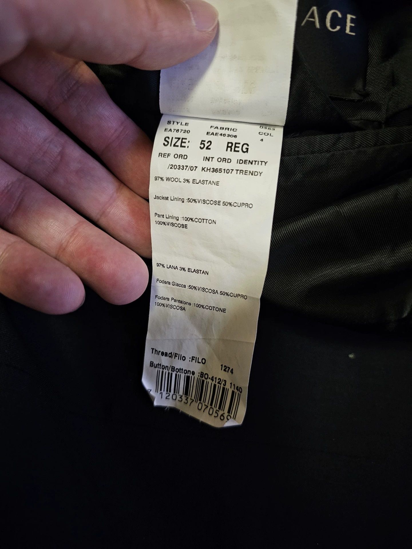 Versace Versace Men's Wool Suit Jacket Size US XL / EU 56 / 4 - 6 Thumbnail